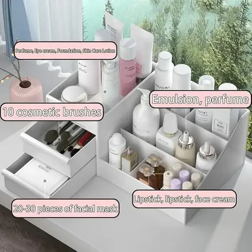 Organizador De Maquillaje Con Cajones Para Tocador White