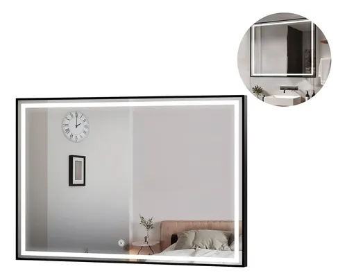 Espejo Premium Horizontal Rectangular Luz Led Frontal 90×70