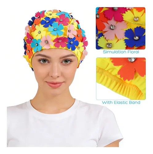 1 Pieza Sombrero De Baño Floral Para Mujer En Nylon
