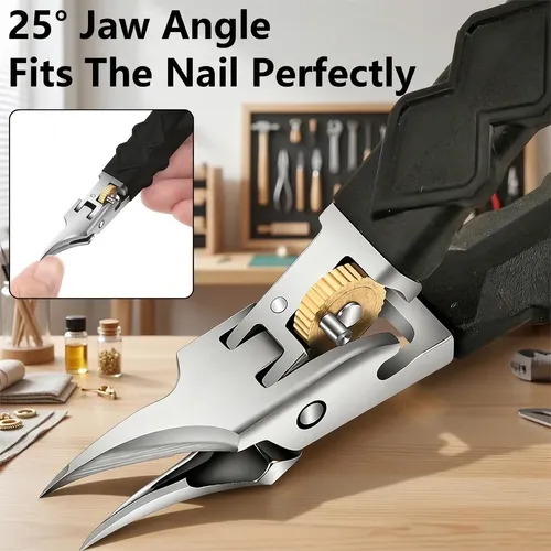 Black Anti-slip Grip Gear Lock Nail Clipper Set With