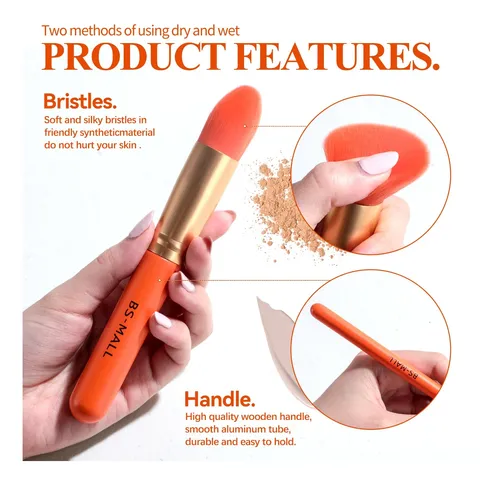 Set De Brochas Para Maquillaje Bs-mall 14 Unidades Naranja