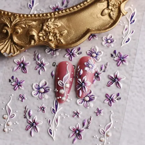 Pegatinas De Uñas 3d Floral 5d Adhesivas Primavera Verano 4