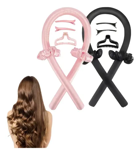 2 Rulos De Cabello Sin Calor Con Tubos + Pinzas
