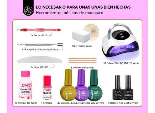 Kit Inicial X16u Cabina Led Uv 120w Gel Uñas Semipermanentes