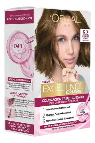 Kit Tintura Permanente L’ Oréal Paris Excellence Creme 5.3 Castaño Claro Dorado
