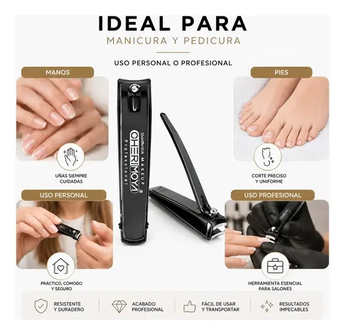 Cherimoya Alicate Corta Uñas Profesional Acero Manicura Color Plateado
