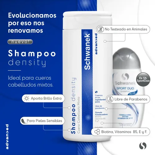 Shampoo X2 Schwanek Density Cabello Mixto Caída De Cabello