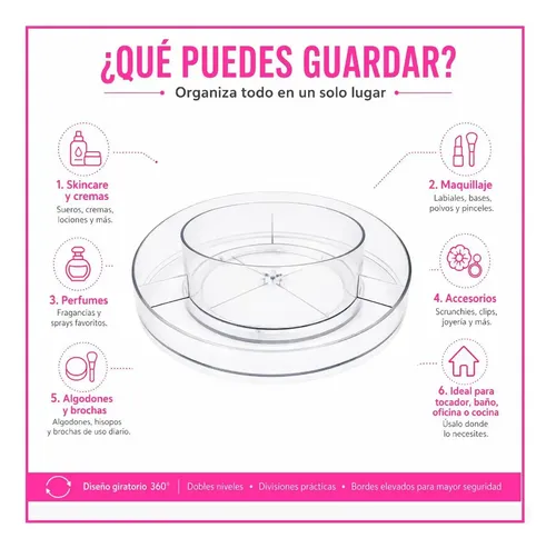 Organizador Multiuso De Acrílico Transparente Y Giratorio