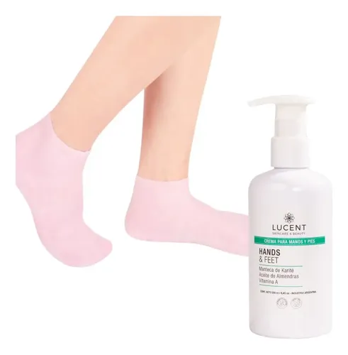 Set Medias Silicona + Locion Reparadora (profesional) Fragancia Almendras