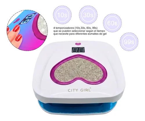 Cabina Lampara Uv Led Uñas City Girl 268w Qy-9 Profesional