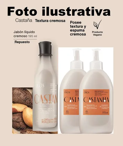 Repuesto Jabon Liq Cremoso Corporal Castaña X2 Ekos Natura