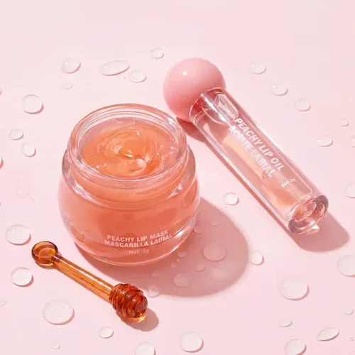 Kit Cuidado Labial Oil Lip Mask Base Extracto Durazno Labios
