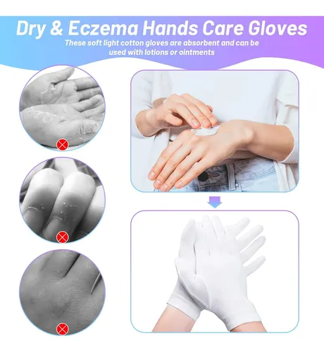 Guantes Algodón Blancos Hidratantes Para Manos Secas 6 Pare