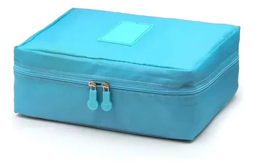 Neceser Bolso Porta Cosmeticos Organizador Maquillaje Baño Color Celeste