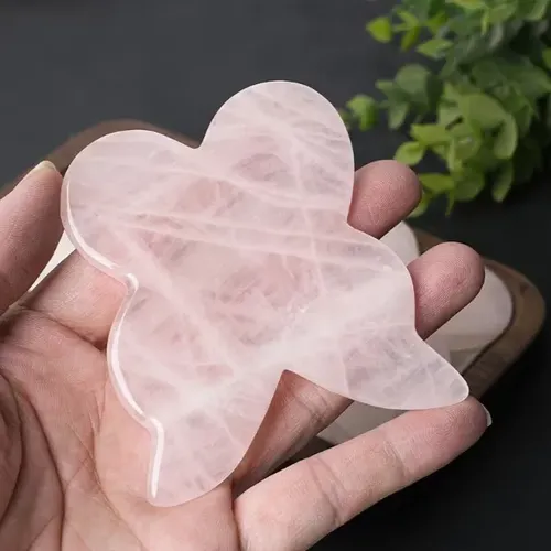Herramienta Gua Sha Con Forma De Mariposa De Cuarzo Rosa Nat