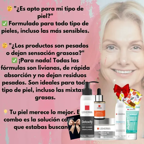 Rutina Skincare Facial Lidherma Completa Hialuronico Vitamin