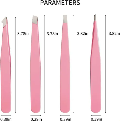 4 Pinzas Cejas Profesionales Acero Inoxidable Precisión