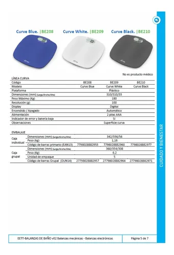 Balanza Digital Personal Silfab Blanca Hasta 180kg Be209