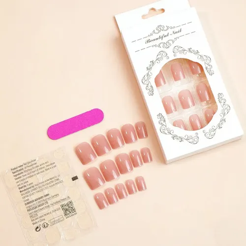 Dos Cajas De Uñas Postizas Cortas Color Nude Sólido
