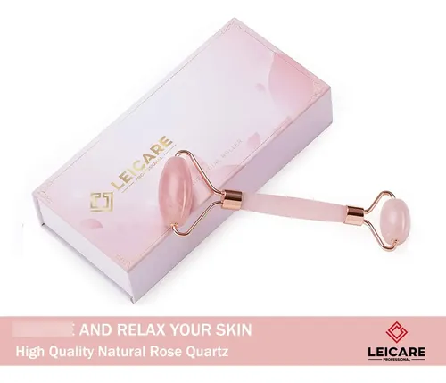 Rodillo De Jade Facial Cuarzo Rosa Masajeador Antiarrugas