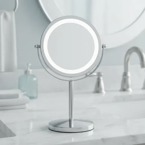 Espejo Aumento 10x Luz Led Mesada Reversible Baño Maquillaje