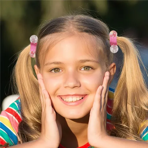 Bandas Elásticas Con Bolas Acrílicas 14 Para Peinados Niña