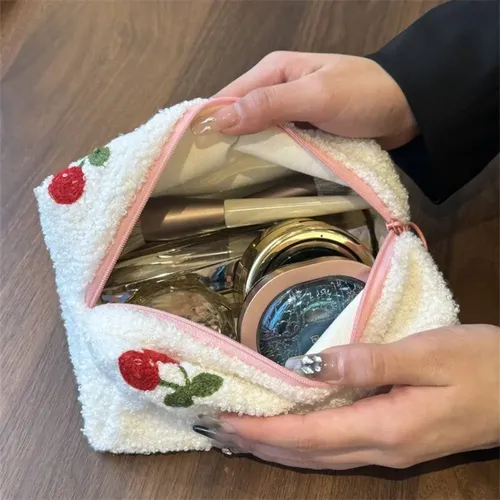 Bolsa De Cosméticos Con Estampado De Cerezas, Bolsa De Tocad