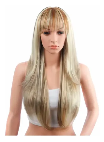 Peluca Larga Lacia Premium Símil Natural Orgánica Tamaño De La Base Universal Con Regulador Tono W083-blondemixbrown