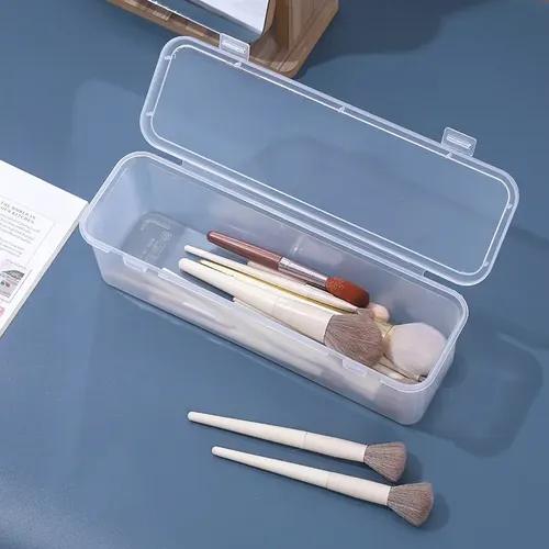 Maquillaje De Plástico Transparente Portátil Y Largo Con Alm