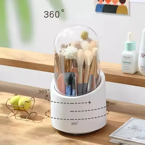 Porta Brochas Celeste Giratorio 360 Organizador Capsula Maquillaje Veoquiero