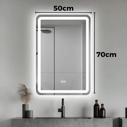 Espejo Led 50×70 Cm Luces Fria Calida Neutra Y Antiempañante