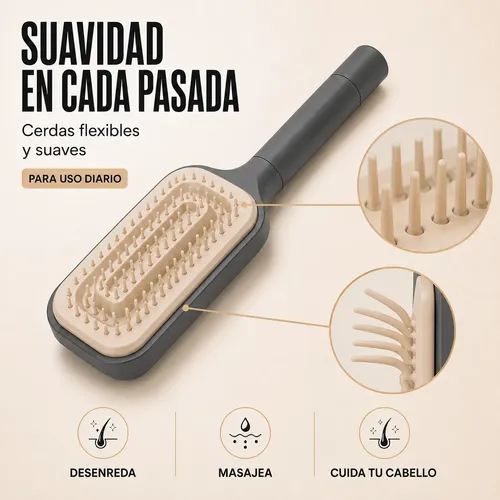 Peine De Pelo Autolimpiante Cerdas Retráctiles Unisex X3u