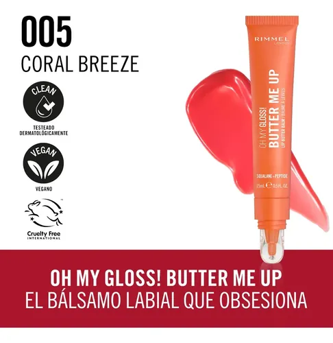Bálsamo Labial Oh My Gloss Butter Me Up Rimmel London – Coral Breeze