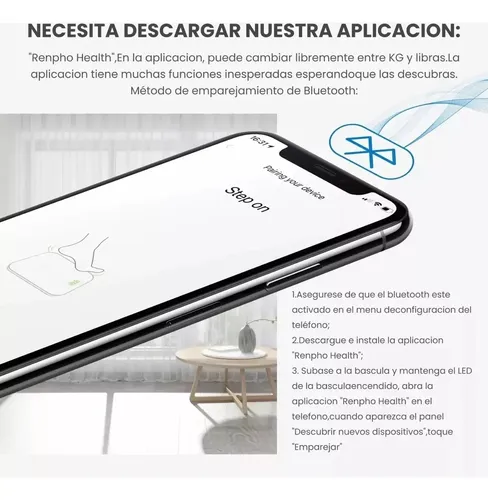 Báscula Renpho Digital Bluetooth 180kg Composición Corporal IMC Vidrio App iOS Android