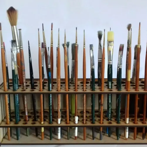 Soporte Para Pinceles De Madera Con 67 Agujeros, Soporte De