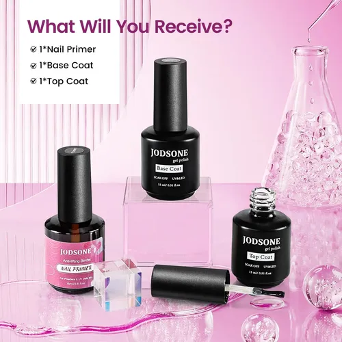 Conjunto Uñas Jodsone 15 Ml: Primer, Base Y Top Coat
