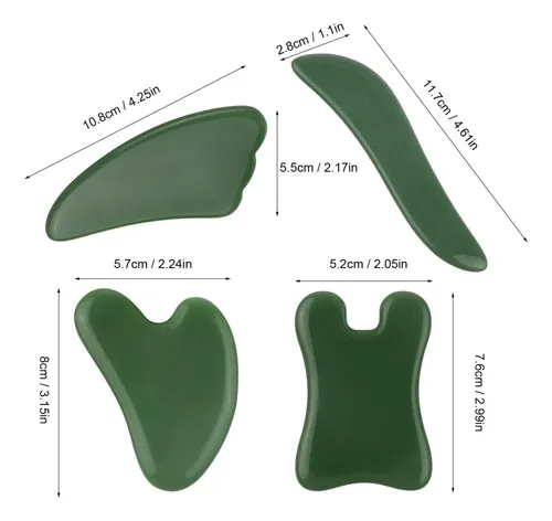 4 Gua Sha Jade Tratamiento Facial Corporal Hogar
