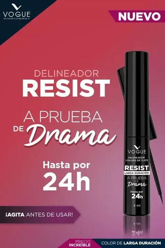 Delineador Liquido De Ojos Vogue Resist 24h Larga Duración