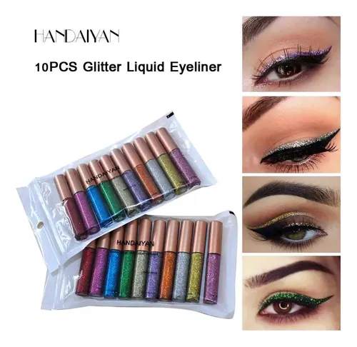Delineadores Líquidos Con Glitter Set De 10 Colores