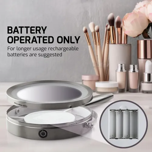 Espejo De Maquillaje Ovente De 18 Cm Iluminado Con Aumento D