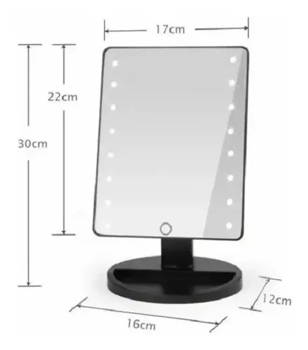 Espejo Led Luz Maquillaje Tactil Usb 360 Portable Regulable