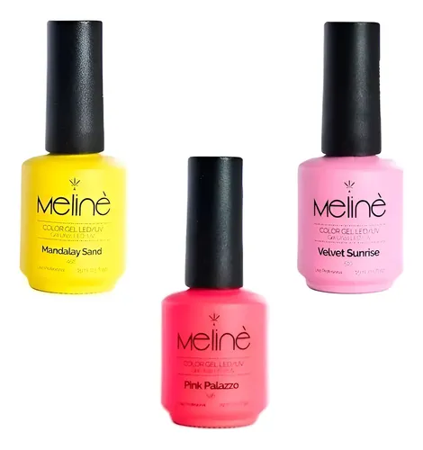 Kit Esmaltes Semipermanentes X3 Color Gel Uv Led Meline
