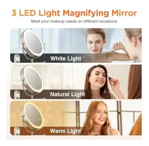 Cjwespejo De Aumento 15x, Espejo De Maquillaje Iluminado 15xcc