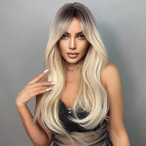 Pelucas De Cabello Sintético Rubio Ombré Para Mujeres -///