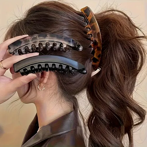 3pcs Large Hair Clips With Comb Anti Slip Vertical Banana