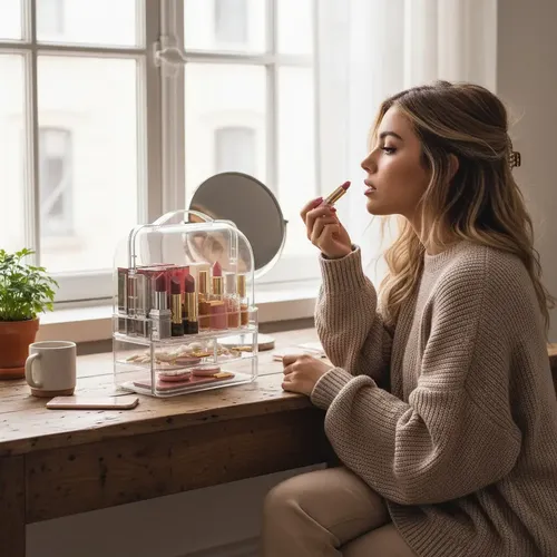 Organizador De Cosméticos Transparente Con Tapa Y Cajones