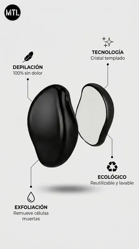 Depiladora Cristal Mtl Exfoliante Sin Dolor Uso Seco Lavable Portatil Ideal Piel Sensible Suaviza Textura Reduce Vello Progresivo Cuerpo Completo Rutina Belleza Cuidado Diario Practica Ligera