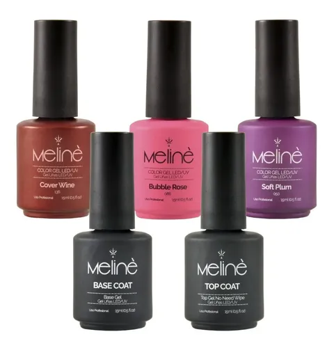 Esmaltes Semipermante Gel Color Base Coat Top Coat Meliné