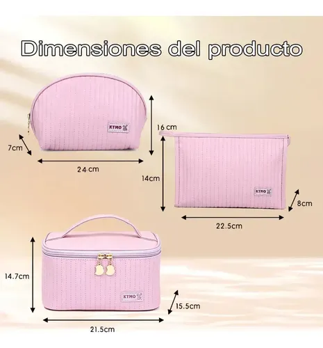 3pcs Cosmetiquera Neceser De Viaje Estuches Para Maquillaje