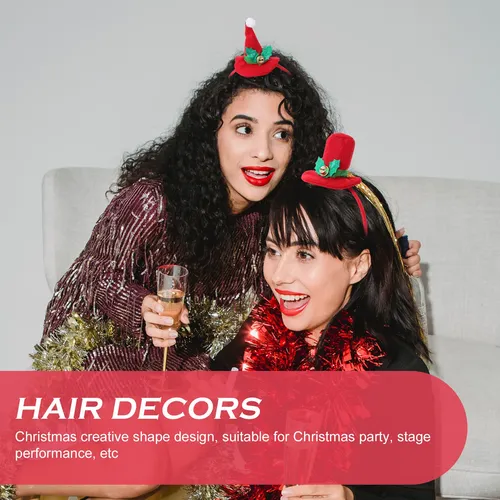 Aros De Pelo Mini Sombrero Rojo Xmas 4 Piezas